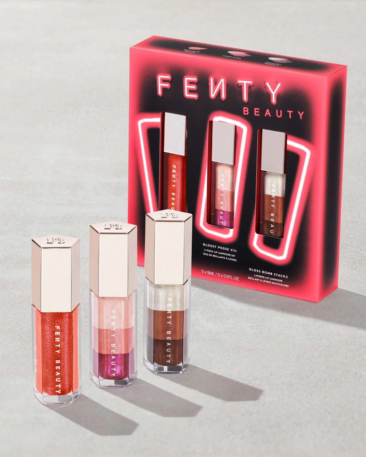 Fenty beauty glossy Posse VIII 3-Piece Lip Luminizer Set